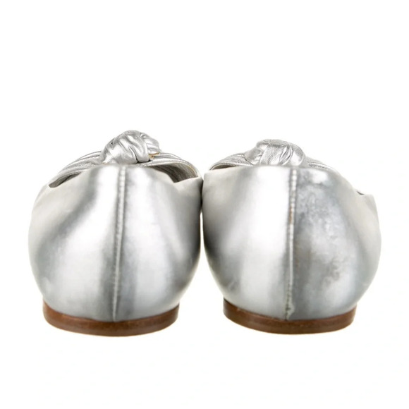 Prada Metallic Silver Leather Ballet Flats Size 5.5 - Picture 12 of 14
